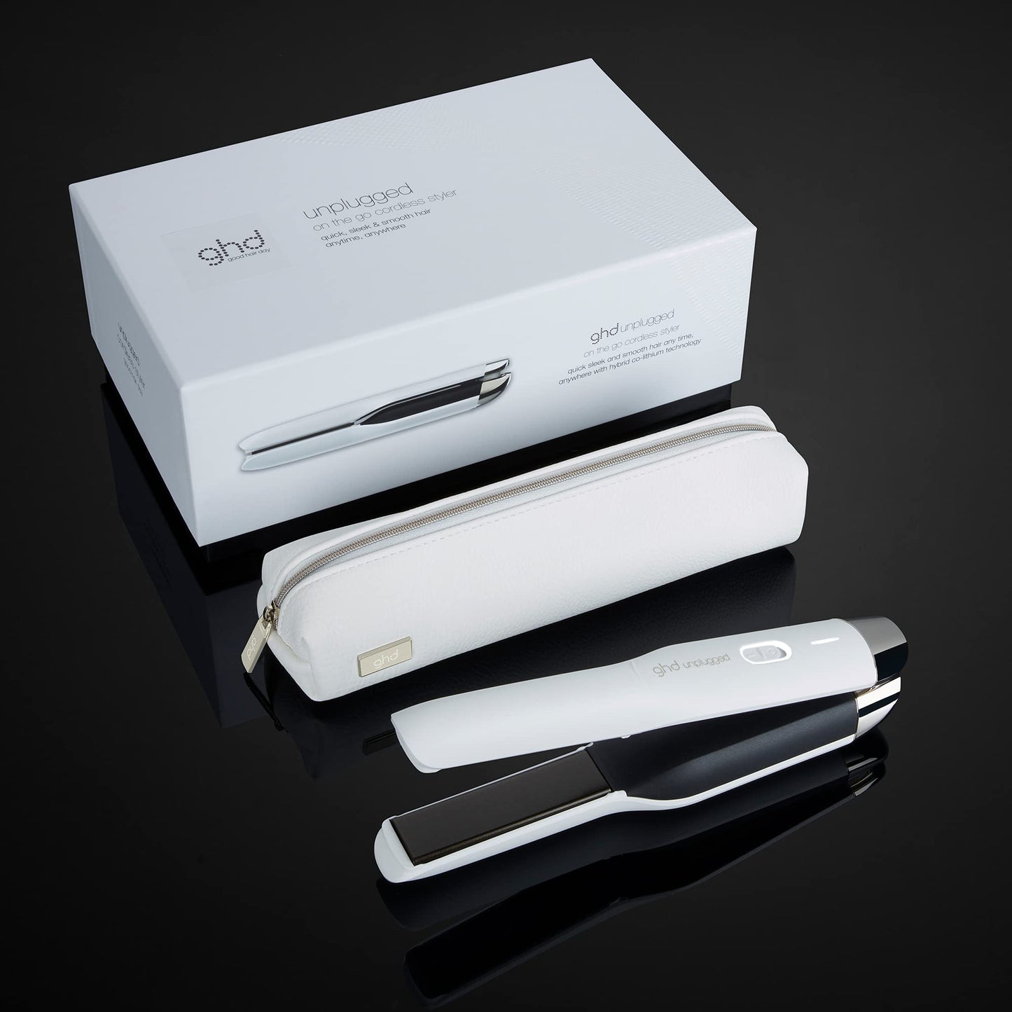 ghd unplugged - plancha de pelo profesional inalámbrica con tecnología dual - zone, Blanca