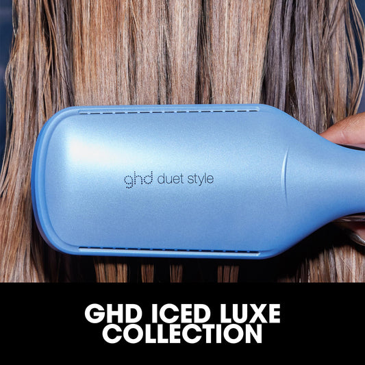 ghd duet style Iced Luxe Collection - Plancha de pelo y secador 2 en 1 de mojado a peinado con cofre de regalo
