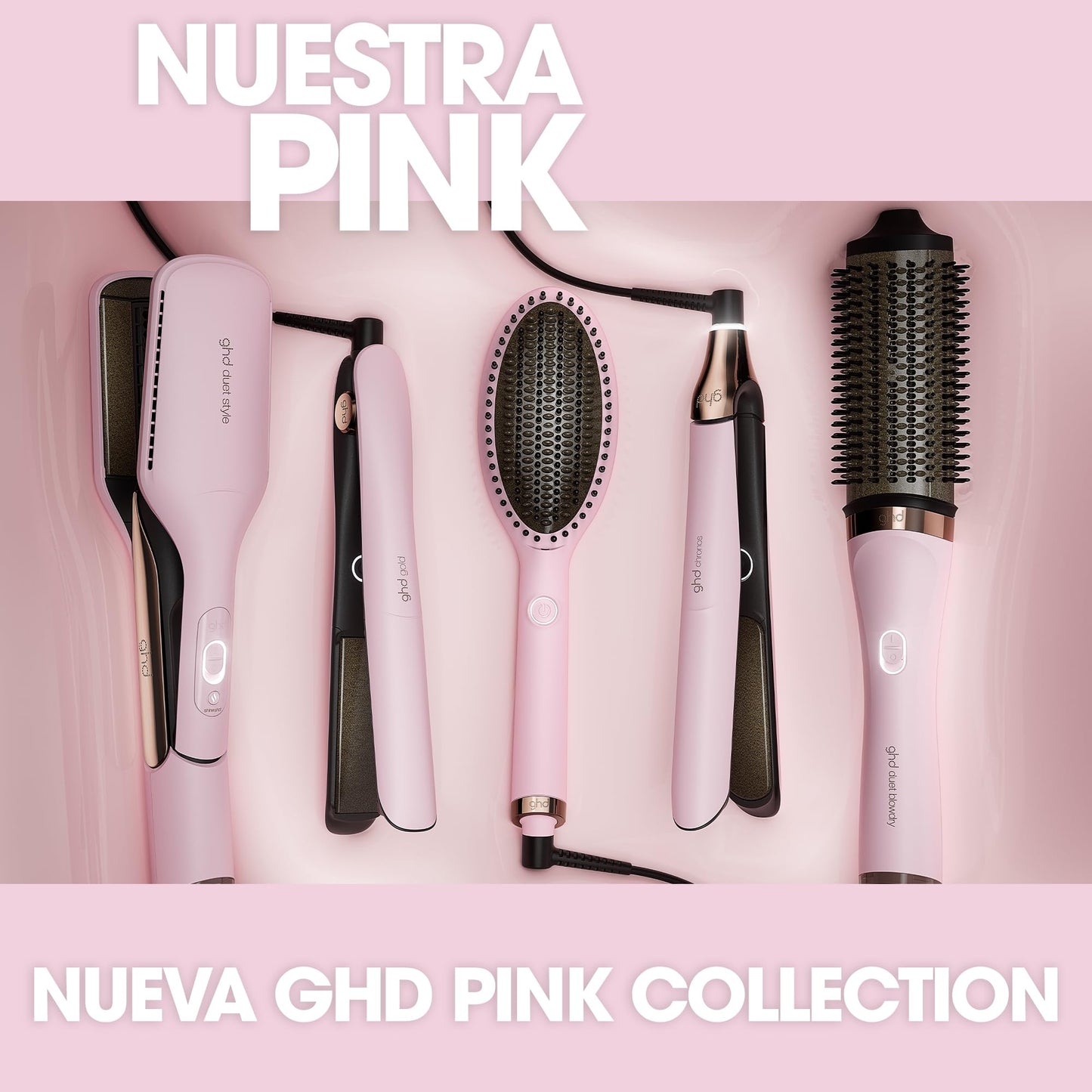ghd Duet Blowdry Limited Edition Hair Dryer Brush en color rosa sorbete con estuche protector de calor