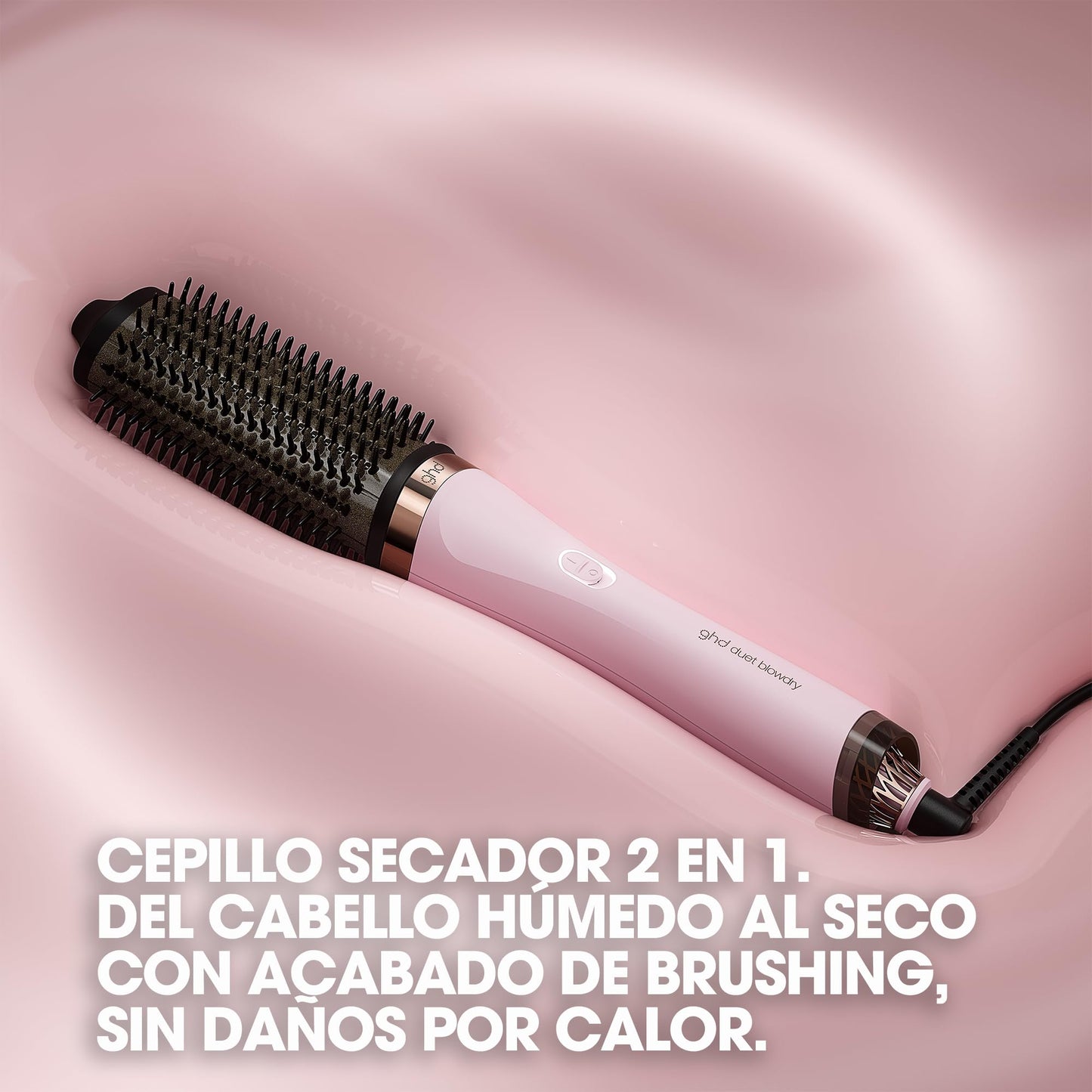 ghd Duet Blowdry Limited Edition Hair Dryer Brush en color rosa sorbete con estuche protector de calor