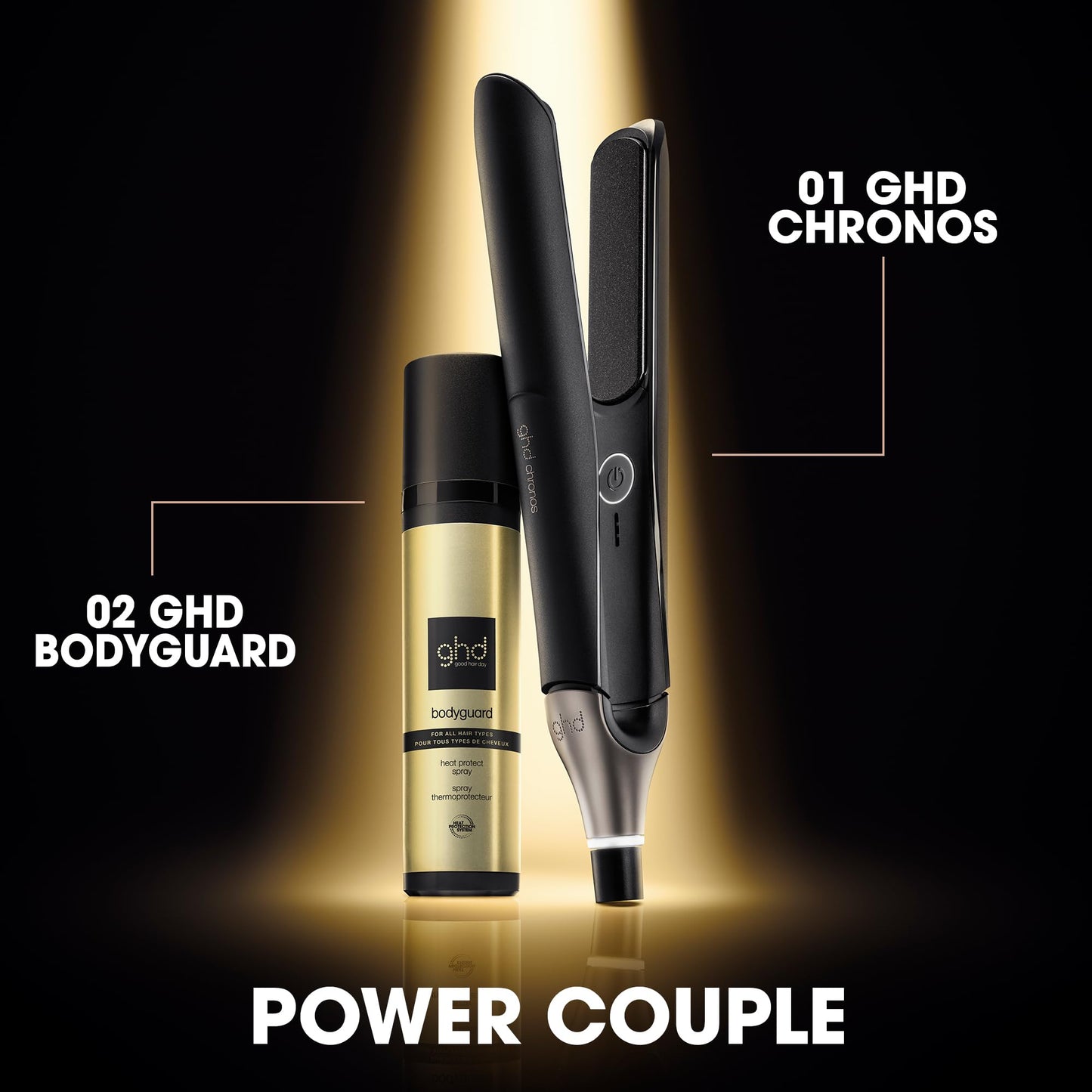 ghd chronos negra - plancha de pelo profesional, lisos, rizos y ondas de alta definición, 3 veces más rápida