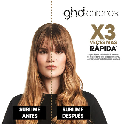 ghd chronos negra - plancha de pelo profesional, lisos, rizos y ondas de alta definición, 3 veces más rápida