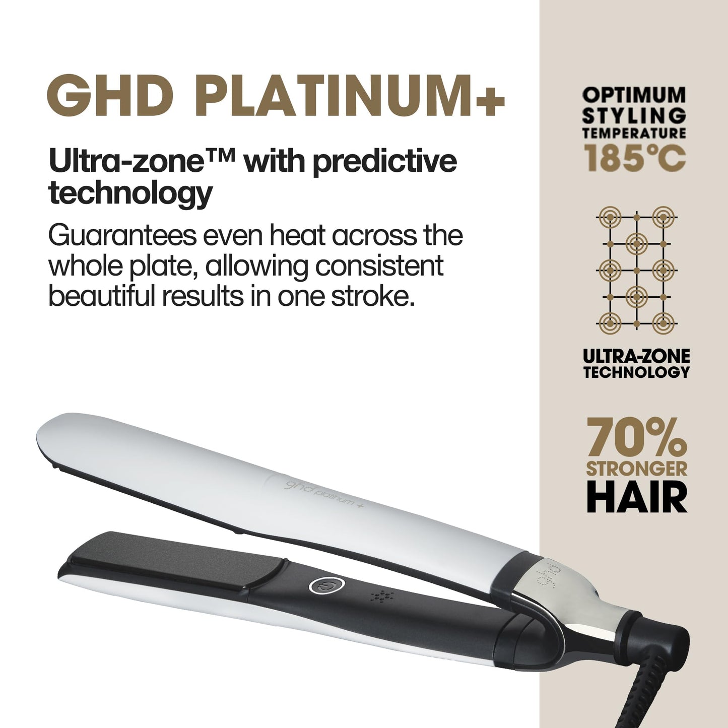ghd Platinum+ Styler 1" Flat Iron Hair Straightener, Ceramic Straightening Iron Professional Hair Styling Tool for Stronger Hair, More Shine, & More Color Protection