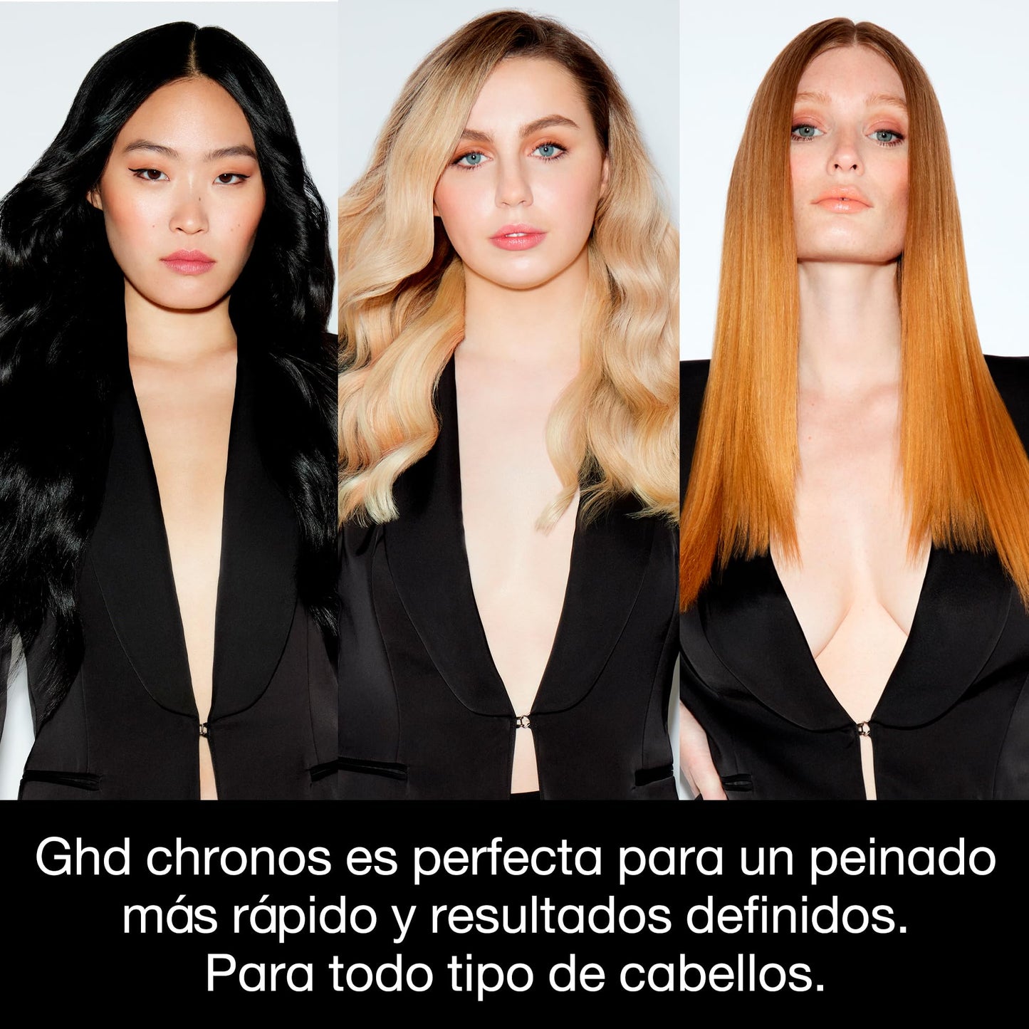 ghd chronos negra - plancha de pelo profesional, lisos, rizos y ondas de alta definición, 3 veces más rápida